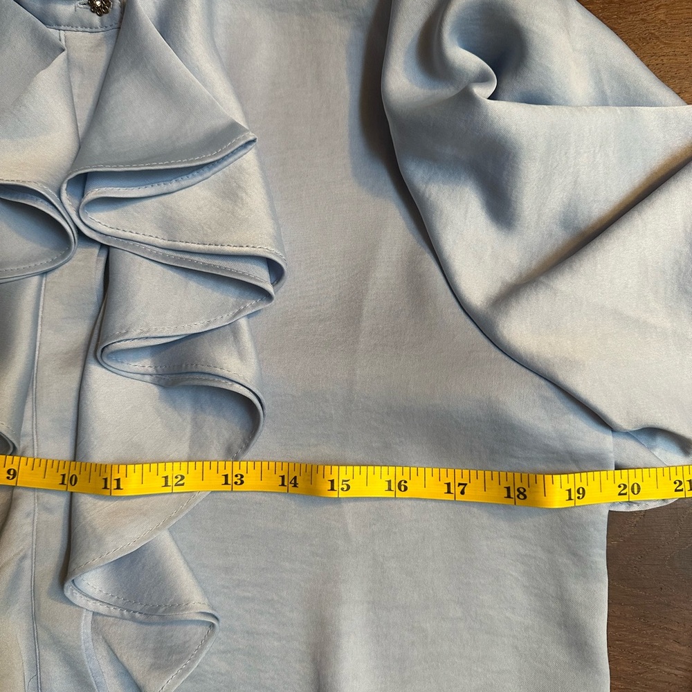 Zara Sky Blue Ruffle Front Top - Picture 4 of 4
